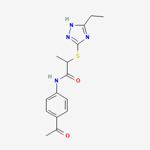 molecular formula C15H18N4O2S B10863614 N-(4-acetylphenyl)-2-[(5-ethyl-4H-1,2,4-triazol-3-yl)sulfanyl]propanamide 