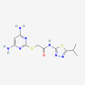 2-[(4,6-diaminopyrimidin-2-yl)sulfanyl]-N-[5-(propan-2-yl)-1,3,4-thiadiazol-2-yl]acetamide