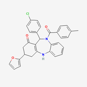 11-(4-chlorophenyl)-3-(2-furyl)-10-(4-methylbenzoyl)-2,3,4,5,10,11-hexahydro-1H-dibenzo[b,e][1,4]diazepin-1-one