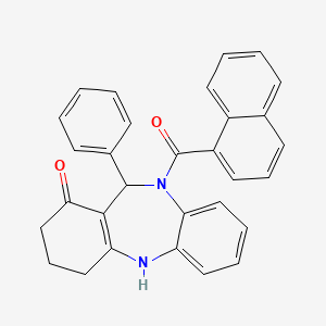 molecular formula C30H24N2O2 B10863652 10-(1-Naphthylcarbonyl)-11-phenyl-2,3,4,5,10,11-hexahydro-1H-dibenzo[B,E][1,4]diazepin-1-one 