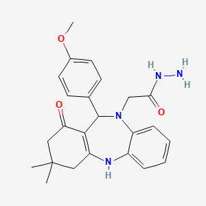 2-[11-(4-methoxyphenyl)-3,3-dimethyl-1-oxo-1,2,3,4,5,11-hexahydro-10H-dibenzo[b,e][1,4]diazepin-10-yl]acetohydrazide