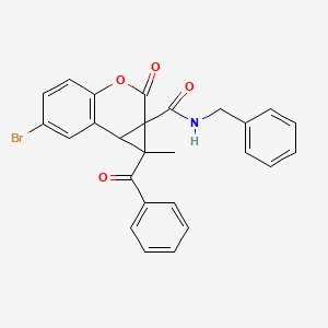 1-Benzoyl-N-benzyl-6-bromo-1-methyl-2-oxo-1,7B-dihydrocyclopropa[C]chromene-1A(2H)-carboxamide