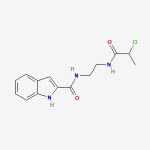 molecular formula C14H16ClN3O2 B10863683 N-{2-[(2-Chloropropanoyl)amino]ethyl}-1H-indole-2-carboxamide 