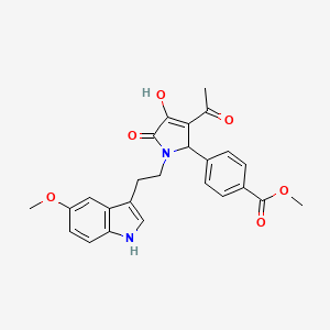 molecular formula C25H24N2O6 B10863717 methyl 4-{3-acetyl-4-hydroxy-1-[2-(5-methoxy-1H-indol-3-yl)ethyl]-5-oxo-2,5-dihydro-1H-pyrrol-2-yl}benzoate 