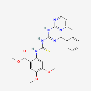 methyl 2-[({(E)-(benzylamino)[(4,6-dimethylpyrimidin-2-yl)amino]methylidene}carbamothioyl)amino]-4,5-dimethoxybenzoate