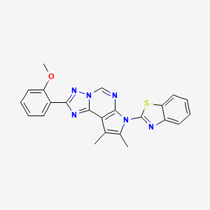 molecular formula C23H18N6OS B10863752 2-[2-(2-Methoxyphenyl)-8,9-dimethyl-7H-pyrrolo[3,2-E][1,2,4]triazolo[1,5-C]pyrimidin-7-YL]-1,3-benzothiazole 