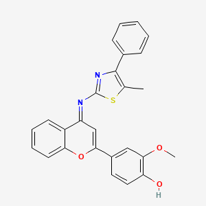 molecular formula C26H20N2O3S B10863758 2-methoxy-4-{(4E)-4-[(5-methyl-4-phenyl-1,3-thiazol-2-yl)imino]-4H-chromen-2-yl}phenol 