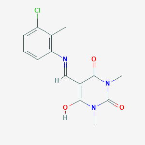 molecular formula C14H14ClN3O3 B10863774 5-{[(3-chloro-2-methylphenyl)amino]methylidene}-1,3-dimethylpyrimidine-2,4,6(1H,3H,5H)-trione 