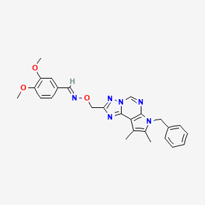 molecular formula C26H26N6O3 B10863807 3,4-Dimethoxybenzaldehyde O~1~-[(7-benzyl-8,9-dimethyl-7H-pyrrolo[3,2-E][1,2,4]triazolo[1,5-C]pyrimidin-2-YL)methyl]oxime 