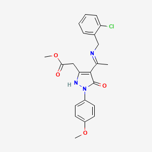 methyl [(4Z)-4-{1-[(2-chlorobenzyl)amino]ethylidene}-1-(4-methoxyphenyl)-5-oxo-4,5-dihydro-1H-pyrazol-3-yl]acetate