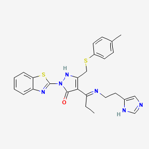 (4Z)-2-(1,3-benzothiazol-2-yl)-4-(1-{[2-(1H-imidazol-4-yl)ethyl]amino}propylidene)-5-{[(4-methylphenyl)sulfanyl]methyl}-2,4-dihydro-3H-pyrazol-3-one