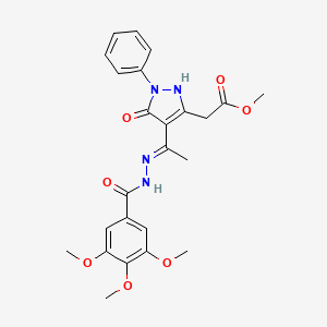 methyl [(4Z)-5-oxo-1-phenyl-4-(1-{2-[(3,4,5-trimethoxyphenyl)carbonyl]hydrazinyl}ethylidene)-4,5-dihydro-1H-pyrazol-3-yl]acetate