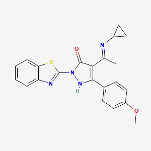 (4Z)-2-(1,3-benzothiazol-2-yl)-4-[1-(cyclopropylamino)ethylidene]-5-(4-methoxyphenyl)-2,4-dihydro-3H-pyrazol-3-one