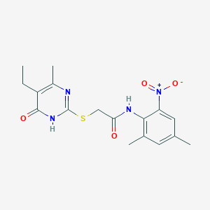 molecular formula C17H20N4O4S B10863853 N-(2,4-dimethyl-6-nitrophenyl)-2-[(5-ethyl-4-hydroxy-6-methylpyrimidin-2-yl)sulfanyl]acetamide 