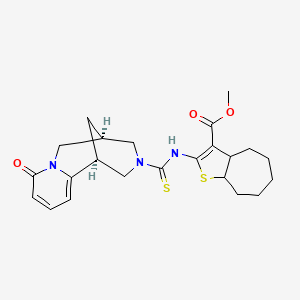 molecular formula C23H29N3O3S2 B10863898 methyl 2-({[(1R,5R)-8-oxo-1,5,6,8-tetrahydro-2H-1,5-methanopyrido[1,2-a][1,5]diazocin-3(4H)-yl]carbonothioyl}amino)-4,5,6,7,8,8a-hexahydro-3aH-cyclohepta[b]thiophene-3-carboxylate 