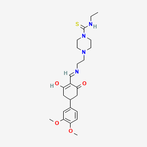 4-[2-({[4-(3,4-dimethoxyphenyl)-2,6-dioxocyclohexylidene]methyl}amino)ethyl]-N-ethylpiperazine-1-carbothioamide