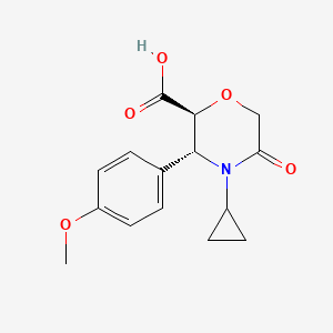 molecular formula C15H17NO5 B10863922 (2S,3R)-4-cyclopropyl-3-(4-methoxyphenyl)-5-oxomorpholine-2-carboxylic acid 