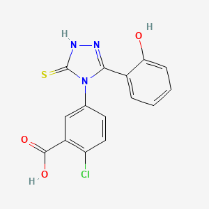 molecular formula C15H10ClN3O3S B10863943 2-chloro-5-[3-(2-hydroxyphenyl)-5-sulfanyl-4H-1,2,4-triazol-4-yl]benzoic acid 