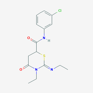 (2Z)-N-(3-chlorophenyl)-3-ethyl-2-(ethylimino)-4-oxo-1,3-thiazinane-6-carboxamide