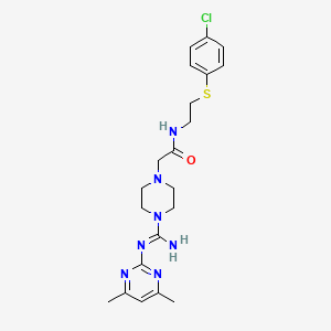 N-{2-[(4-chlorophenyl)sulfanyl]ethyl}-2-{4-[N-(4,6-dimethylpyrimidin-2-yl)carbamimidoyl]piperazin-1-yl}acetamide