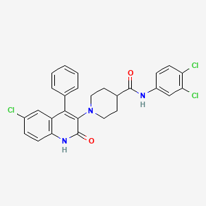 1-(6-chloro-2-oxo-4-phenyl-1,2-dihydroquinolin-3-yl)-N-(3,4-dichlorophenyl)piperidine-4-carboxamide