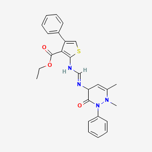 molecular formula C26H26N4O3S B10863972 ethyl 2-({(E)-[(1,6-dimethyl-3-oxo-2-phenyl-1,2,3,4-tetrahydropyridazin-4-yl)amino]methylidene}amino)-4-phenylthiophene-3-carboxylate 