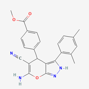 molecular formula C23H20N4O3 B10863978 Methyl 4-[6-amino-5-cyano-3-(2,4-dimethylphenyl)-1,4-dihydropyrano[2,3-c]pyrazol-4-yl]benzoate CAS No. 884058-06-4