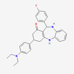 molecular formula C29H30FN3O B10864023 3-[4-(diethylamino)phenyl]-11-(4-fluorophenyl)-3,4,10,11-tetrahydro-2H-dibenzo[b,e][1,4]diazepin-1-ol 