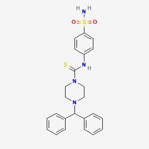 4-(diphenylmethyl)-N-(4-sulfamoylphenyl)piperazine-1-carbothioamide