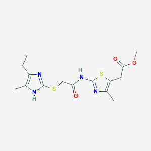 molecular formula C15H20N4O3S2 B10864074 methyl [2-({[(5-ethyl-4-methyl-1H-imidazol-2-yl)sulfanyl]acetyl}amino)-4-methyl-1,3-thiazol-5-yl]acetate 