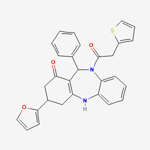 molecular formula C29H24N2O3S B10864097 3-(2-furyl)-11-phenyl-10-(2-thienylacetyl)-2,3,4,5,10,11-hexahydro-1H-dibenzo[b,e][1,4]diazepin-1-one 