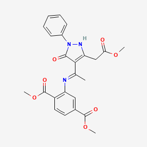 molecular formula C24H23N3O7 B10864105 dimethyl 2-({(1Z)-1-[3-(2-methoxy-2-oxoethyl)-5-oxo-1-phenyl-1,5-dihydro-4H-pyrazol-4-ylidene]ethyl}amino)benzene-1,4-dicarboxylate 