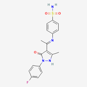 molecular formula C18H17FN4O3S B10864106 4-({(1Z)-1-[1-(4-fluorophenyl)-3-methyl-5-oxo-1,5-dihydro-4H-pyrazol-4-ylidene]ethyl}amino)benzenesulfonamide 