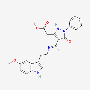 methyl [(4Z)-4-(1-{[2-(5-methoxy-1H-indol-3-yl)ethyl]amino}ethylidene)-5-oxo-1-phenyl-4,5-dihydro-1H-pyrazol-3-yl]acetate