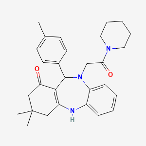 3,3-dimethyl-11-(4-methylphenyl)-10-[2-oxo-2-(piperidin-1-yl)ethyl]-2,3,4,5,10,11-hexahydro-1H-dibenzo[b,e][1,4]diazepin-1-one