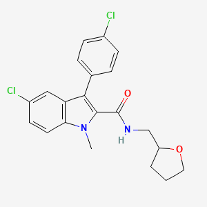 5-chloro-3-(4-chlorophenyl)-1-methyl-N-(tetrahydrofuran-2-ylmethyl)-1H-indole-2-carboxamide