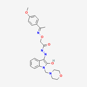 2-({[(1E)-1-(4-methoxyphenyl)ethylidene]amino}oxy)-N'-[(3Z)-1-(morpholin-4-ylmethyl)-2-oxo-1,2-dihydro-3H-indol-3-ylidene]acetohydrazide