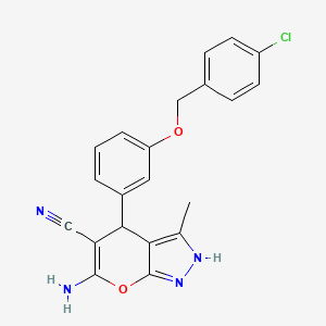 6-Amino-4-{3-[(4-chlorobenzyl)oxy]phenyl}-3-methyl-1,4-dihydropyrano[2,3-c]pyrazole-5-carbonitrile