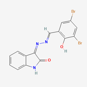 molecular formula C15H9Br2N3O2 B10864183 3-{2-[(3,5-Dibromo-2-hydroxyphenyl)methylene]hydrazono}-1H-indol-2-one 