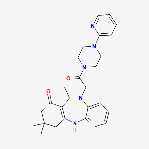 3,3,11-trimethyl-10-{2-oxo-2-[4-(pyridin-2-yl)piperazin-1-yl]ethyl}-2,3,4,5,10,11-hexahydro-1H-dibenzo[b,e][1,4]diazepin-1-one