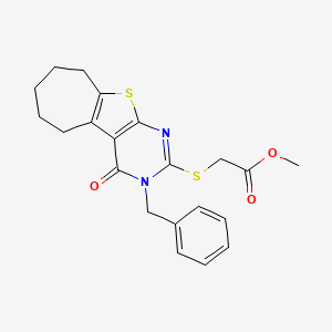 Methyl 2-[(3-benzyl-4-oxo-3,5,6,7,8,9-hexahydro-4H-cyclohepta[4,5]thieno[2,3-D]pyrimidin-2-YL)sulfanyl]acetate