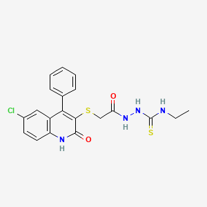 2-{[(6-chloro-2-oxo-4-phenyl-1,2-dihydroquinolin-3-yl)sulfanyl]acetyl}-N-ethylhydrazinecarbothioamide