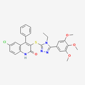 6-chloro-3-{[4-ethyl-5-(3,4,5-trimethoxyphenyl)-4H-1,2,4-triazol-3-yl]sulfanyl}-4-phenylquinolin-2(1H)-one