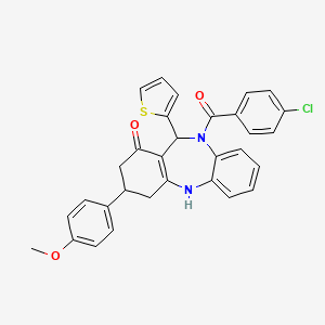 10-[(4-chlorophenyl)carbonyl]-3-(4-methoxyphenyl)-11-(thiophen-2-yl)-2,3,4,5,10,11-hexahydro-1H-dibenzo[b,e][1,4]diazepin-1-one