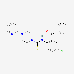 molecular formula C23H21ClN4OS B10864370 5-Chloro-2-{[(4-(2-pyridyl)piperazinyl)thioxomethyl]amino}phenyl phenyl ketone 