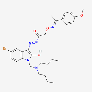 molecular formula C28H36BrN5O4 B10864392 N'-{(3Z)-5-bromo-1-[(dibutylamino)methyl]-2-oxo-1,2-dihydro-3H-indol-3-ylidene}-2-({[(1E)-1-(4-methoxyphenyl)ethylidene]amino}oxy)acetohydrazide 