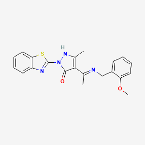 (4Z)-2-(1,3-benzothiazol-2-yl)-4-{1-[(2-methoxybenzyl)amino]ethylidene}-5-methyl-2,4-dihydro-3H-pyrazol-3-one