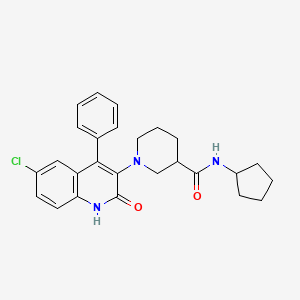 1-(6-chloro-2-oxo-4-phenyl-1,2-dihydroquinolin-3-yl)-N-cyclopentylpiperidine-3-carboxamide