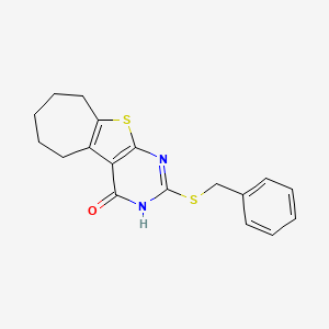 molecular formula C18H18N2OS2 B10864465 2-(benzylsulfanyl)-3,5,6,7,8,9-hexahydro-4H-cyclohepta[4,5]thieno[2,3-d]pyrimidin-4-one 