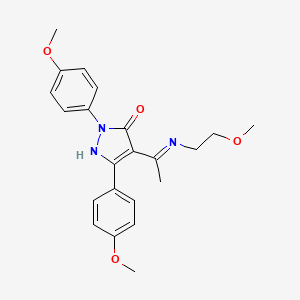 molecular formula C22H25N3O4 B10864473 (4Z)-4-{1-[(2-methoxyethyl)amino]ethylidene}-2,5-bis(4-methoxyphenyl)-2,4-dihydro-3H-pyrazol-3-one 